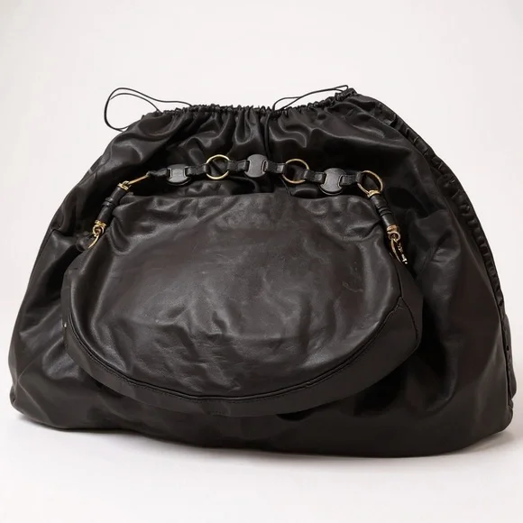 Yves Saint Laurent Vintage Mombasa Hobo Bag – Black Leather, Gold-Tone Handle - Picture 3 of 6